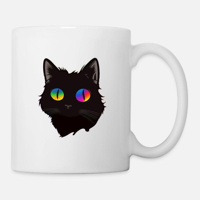 Katze Regenbogen Augen Tier - Tasse - Weiß
