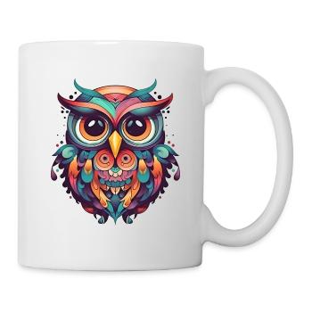 Cute owl in cartoon style - Mug - white - Right