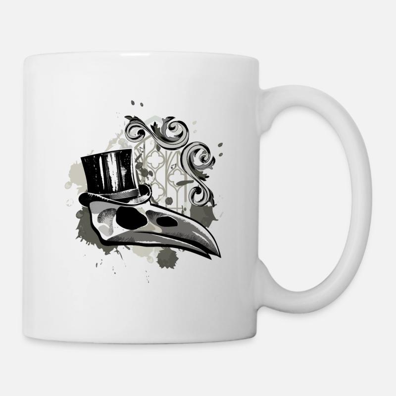Crâne de squelette de corbeau - Mug blanc - blanc