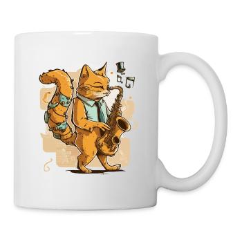 Jazzy Cat Musiker - Tasse - Weiß - Rechts