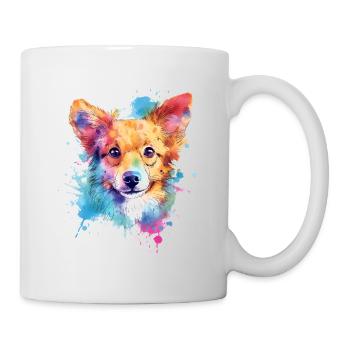Ein farbenfroher Hund im Watercolor Style - Tasse - Weiß - Rechts