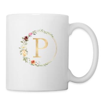 Customizable Monogram P Floral - Mug - white - Right