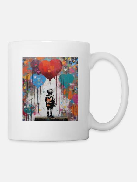 AMOUR DE BALLONS STREET ART - Mug blanc - blanc
