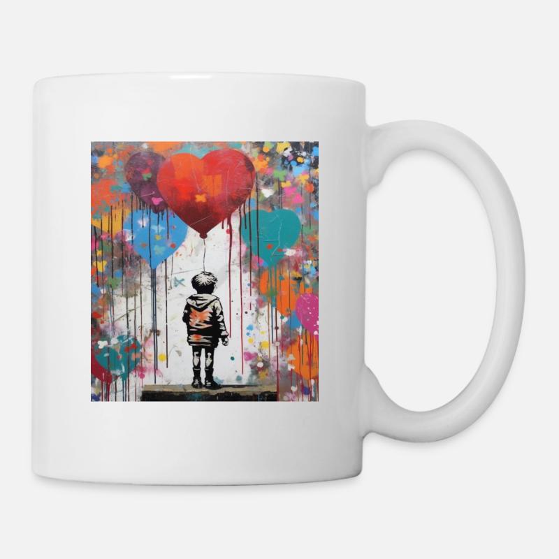 AMOUR DE BALLONS STREET ART - Mug blanc - blanc