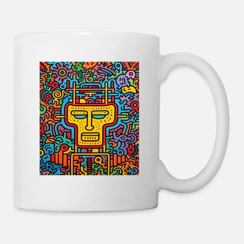 STREET ART SCHÄDEL - Tasse - Weiß