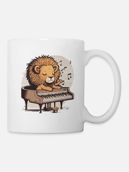 Klavier-Löwe - Tasse - Weiß