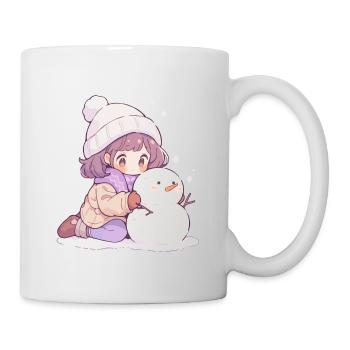Süßer Weihnachts Schneemann Mädchen Winter-Design - Tasse - Weiß - Rechts
