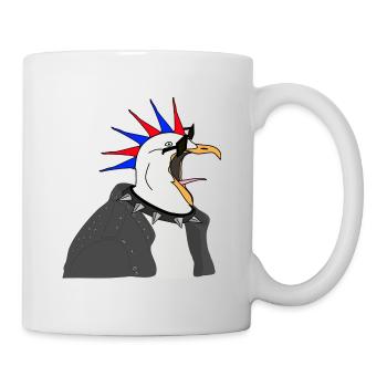punker möwe lederjacke sonnenbrille - Tasse - Weiß - Rechts