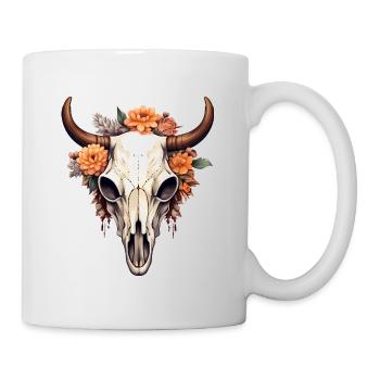 Stier Toten Schädel im Boho Style - Tasse - Weiß - Rechts