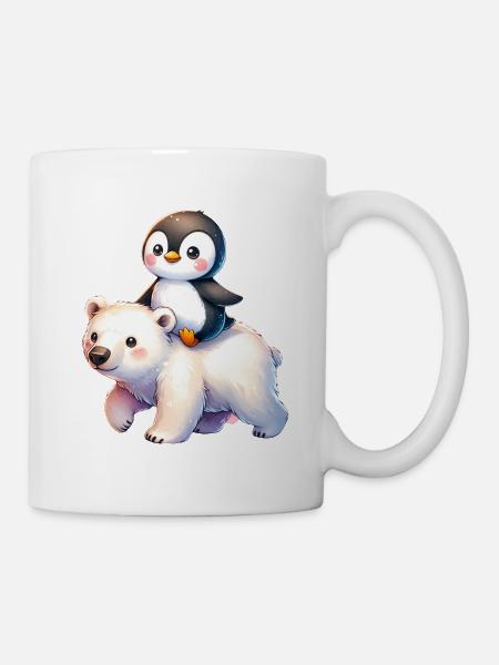 Pinguin und Eisbär Geschenk - Tasse - Weiß