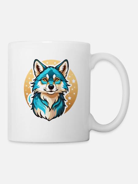 Illustration de fantaisie de loup - Mug blanc - blanc