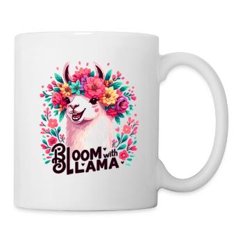 Llama with floral wreath - Mug - white - Right