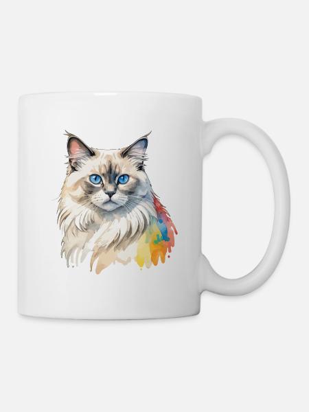 Birmakatze Wasserfarben - Tasse - Weiß