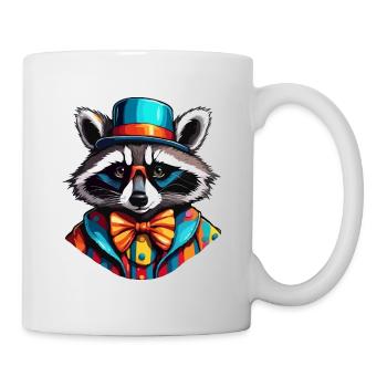 Clown Animal / Circus / Funny / Colorful / Raccoon - Mug - white - Right