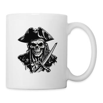 Pirat / Ahoi / Anker / Kapitän / Totenkopf / Rum - Tasse - Weiß - Rechts