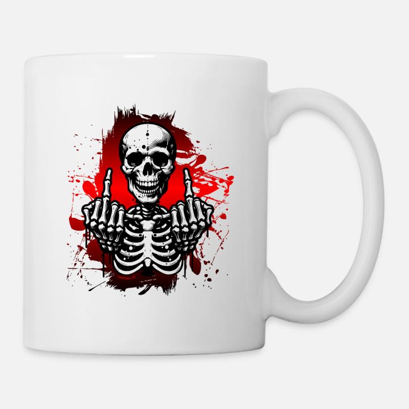 Protest Skull // Totenkopf // Mittelfinger FS0229 - Tasse - Weiß