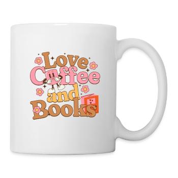 Liebe Kaffee und Bücher - Tasse - Weiß - Rechts