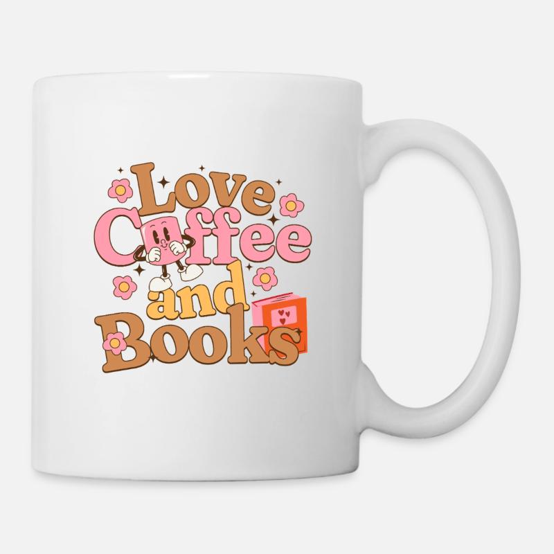 Liebe Kaffee und Bücher - Tasse - Weiß