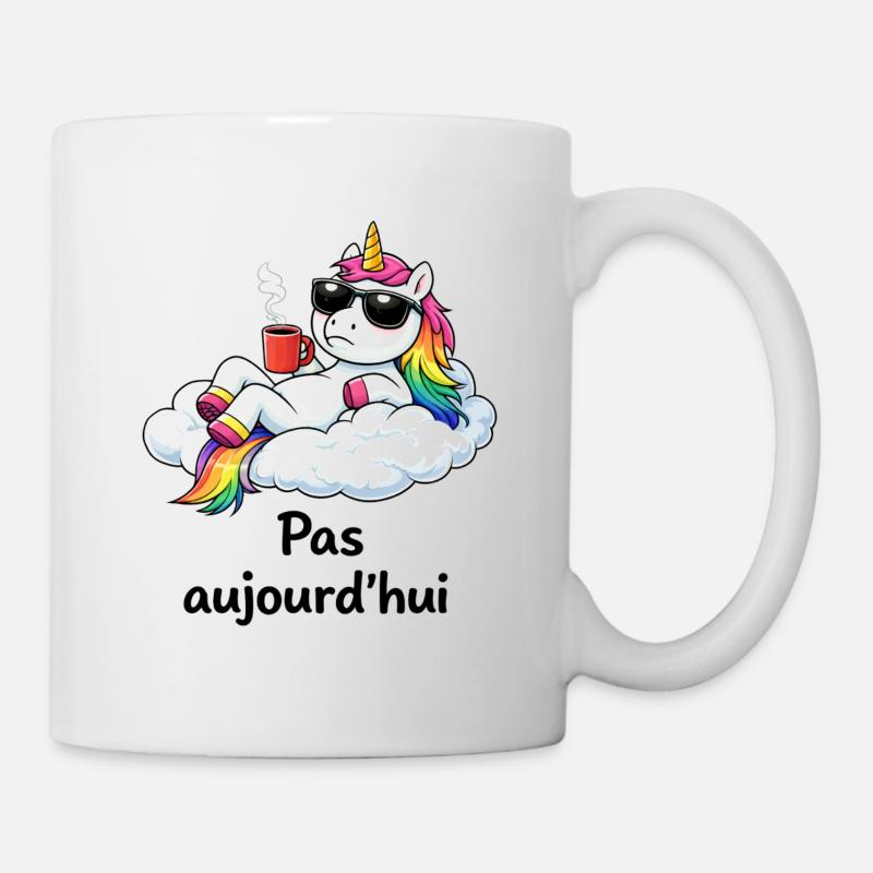 Relaxed unicorn and relaxed/funny/cute humor - Mug - white