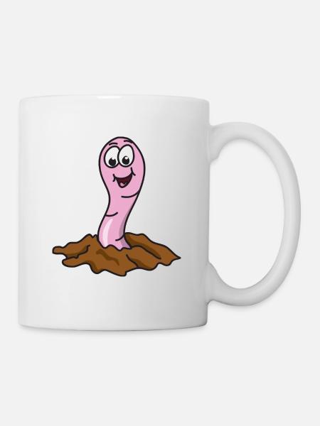 Drôle mignon cool ver de terre - Mug blanc - blanc