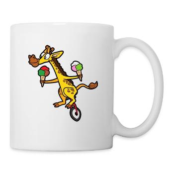 Lustige Niedliche Coole Giraffe Einrad Fahrrad - Tasse - Weiß - Rechts