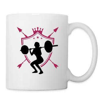 fitness frau wappen - Tasse - Weiß - Rechts