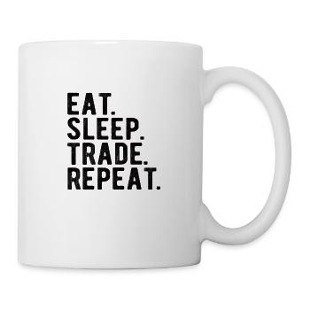 COMMERÇANT DU MARCHÉ DES ACTIONS: manger, dormir, échanger, répéter - Mug blanc - blanc - Droite