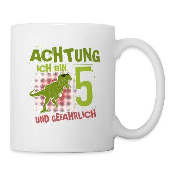 5. Geburtstag Dino 5 Jahre Jungen T Rex - Tasse - Weiß - Rechts