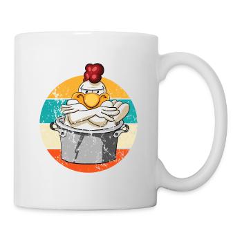 Vintage Retro Huhn Kochtopf - Tasse - Weiß - Rechts