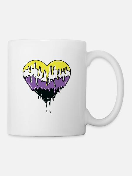 Nonbinary Pride Tropfendes Herz - Tasse - Weiß