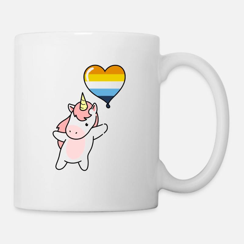 Licorne Cœur Ballon Aroace - Mug blanc - blanc