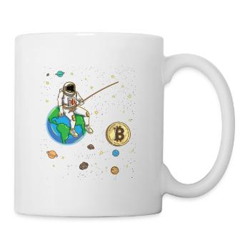 Un astronaute pêche Bitcoin Moon Crypto-monnaie - Mug blanc - blanc - Droite