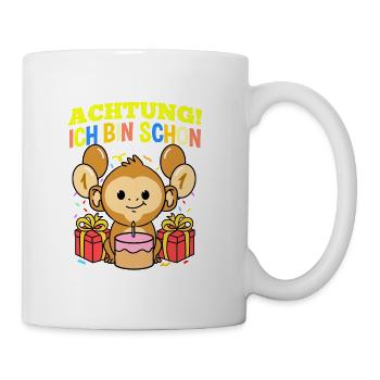 Achtung Ich Bin Schon 1 Tier Geburtstag Affe - Tasse - Weiß - Rechts