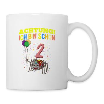 Achtung Ich Bin Schon 2 Tier Geburtstag Spinne - Tasse - Weiß - Rechts