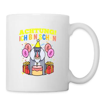 Achtung Ich Bin Schon 8 Geburtstag Pavian - Tasse - Weiß - Rechts