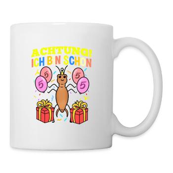 Achtung Ich Bin Schon 5 Geburtstag Ohrwurm - Tasse - Weiß - Rechts