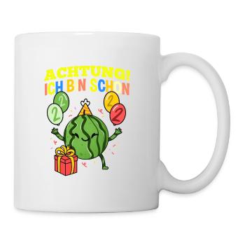 Achtung Ich Bin Schon 2 Geburtstag Wassermelone - Tasse - Weiß - Rechts