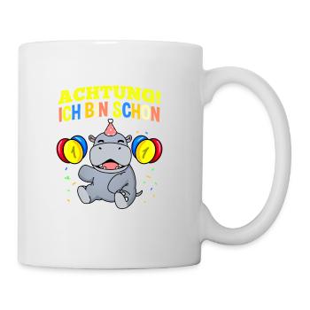 Achtung Ich Bin Schon 1 Geburtstag Nilpferd - Tasse - Weiß - Rechts