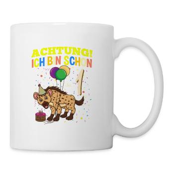 Achtung Ich Bin Schon 1 Tier Geburtstag Hyäne - Tasse - Weiß - Rechts