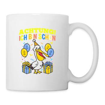 Achtung Ich Bin Schon 2 Geburtstag Pelikan - Tasse - Weiß - Rechts