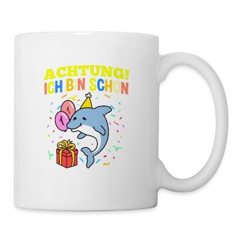 Achtung Ich Bin Schon 1 Tier Geburtstag Delfin - Tasse - Weiß - Rechts