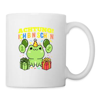 Achtung Ich Bin Schon 2 Geburtstag Frosch - Tasse - Weiß - Rechts