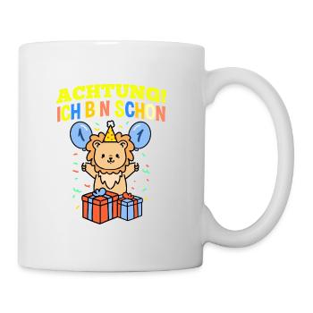 Achtung Ich Bin Schon 1 Geburtstag Löwe - Tasse - Weiß - Rechts