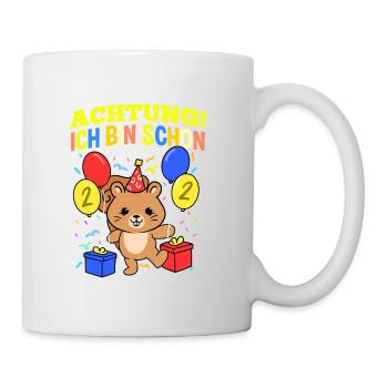 Achtung Ich Bin Schon 2 Geburtstag Eichhörnchen - Tasse - Weiß - Rechts