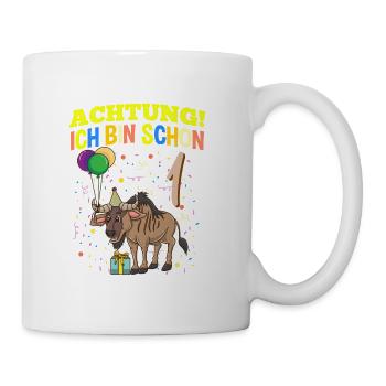 Achtung Ich Bin Schon 1 Tier Geburtstag Gnu - Tasse - Weiß - Rechts