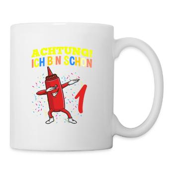 Achtung Ich Bin Schon 1 Geburtstag Ketchup - Tasse - Weiß - Rechts