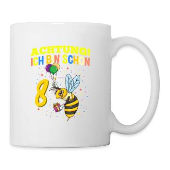 Achtung Ich Bin Schon 8 Tier Geburtstag Wespe - Tasse - Weiß - Rechts