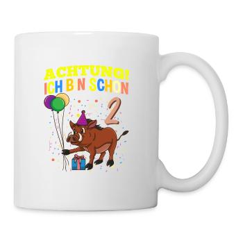 Achtung Ich Bin Schon 2 Geburtstag Warzenschwein - Tasse - Weiß - Rechts