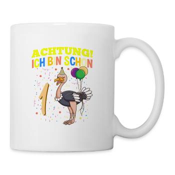 Achtung Ich Bin Schon 1 Tier Geburtstag Strauß - Tasse - Weiß - Rechts