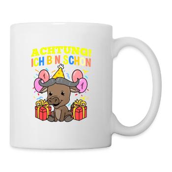 Achtung Ich Bin Schon 1 Geburtstag Büffel - Tasse - Weiß - Rechts